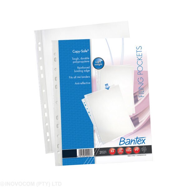 Bantex A4 Copy-safe® Multi-punched Filing Pocket Clear