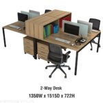 Activity Select 2 Way Cluster with 1 x 2-Way Facing Bench Desk & 2 x 3 Draw Mobile Pedestal & 2 x Open Top Storage 1 Tier