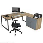 Activity RHS Single Desk Loop Leg and Modesty Panel with Hinged Door Pedenza 1xFiling Draw & 2 x Standard Draw